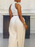 Solid Halter Top & Wide-Leg Pants Set