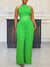 Solid Halter Top & Wide-Leg Pants Set