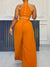 Solid Halter Top & Wide-Leg Pants Set