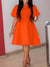 Solid Puff-Sleeve Dress