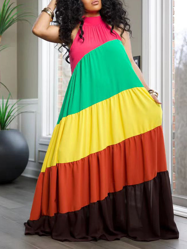 Colorblock Sleeveless Maxi Dress