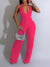 Solid Halter Frilled Jumpsuit