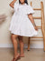 Solid Puff-Sleeve Ruffle Dress