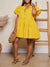 Solid Puff-Sleeve Ruffle Dress