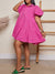 Solid Puff-Sleeve Ruffle Dress