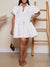 Solid Puff-Sleeve Ruffle Dress