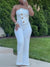 Button Strapless Straight Jumpsuit