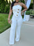 Button Strapless Straight Jumpsuit