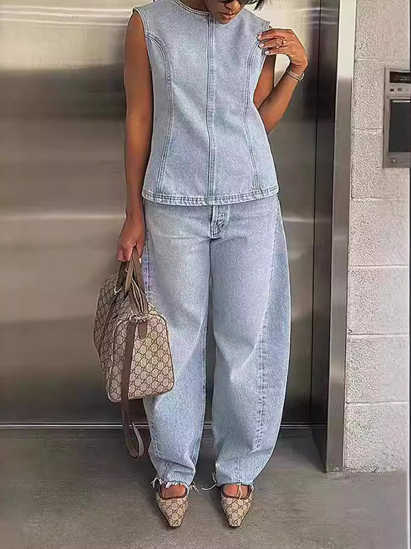 Denim Tank Top &amp; Pants Set