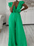 V-Neck Ruffle Pleated Jumpsuit