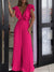 V-Neck Ruffle Pleated Jumpsuit