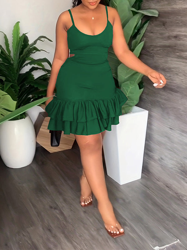 Cutout Ruffle Cami Dress