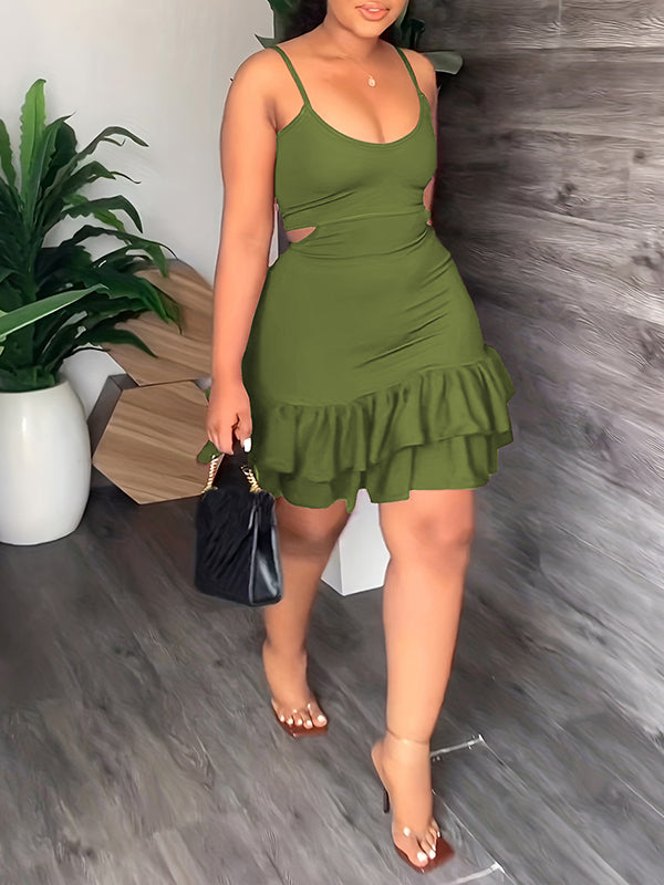 Cutout Ruffle Cami Dress