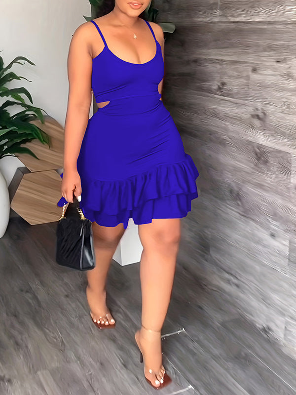 Cutout Ruffle Cami Dress