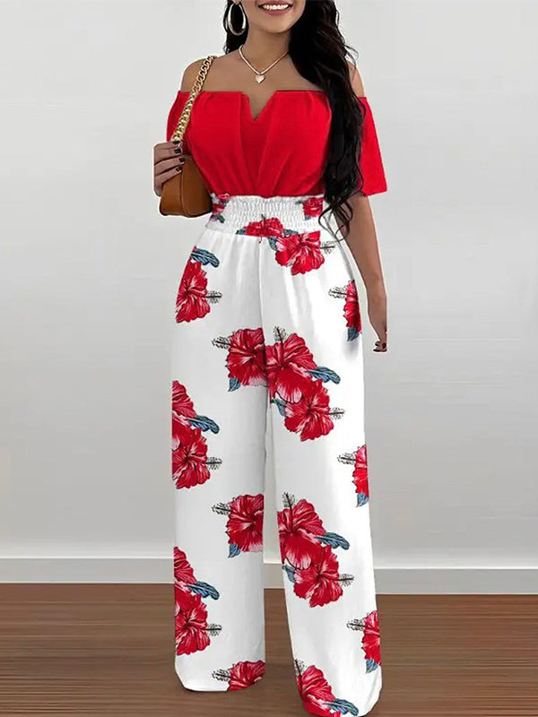 Printed Off-Shoulder Jumpsuit