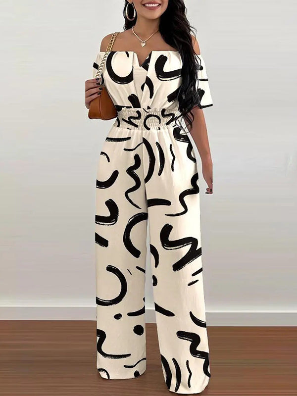 Printed Off-Shoulder Jumpsuit