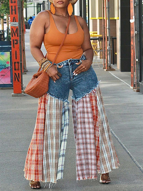 Plaid Combo Jeans