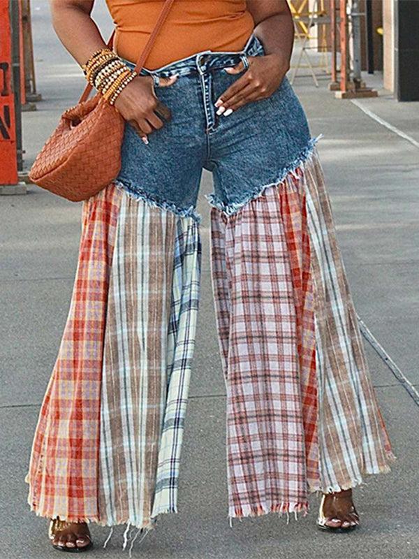 Plaid Combo Jeans