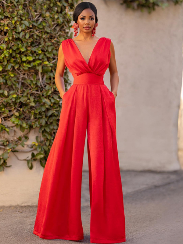 V-Neck Sleeveless Jumpsuit