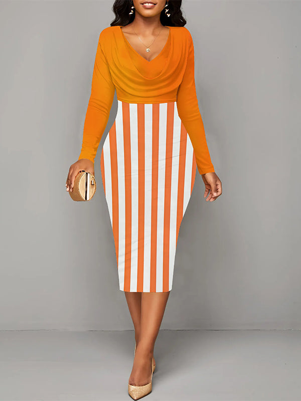 Stripe Combo Bodycon Dress