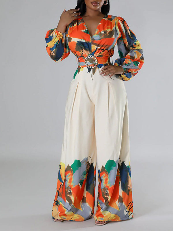 Printed Wide-Leg Jumpsuit