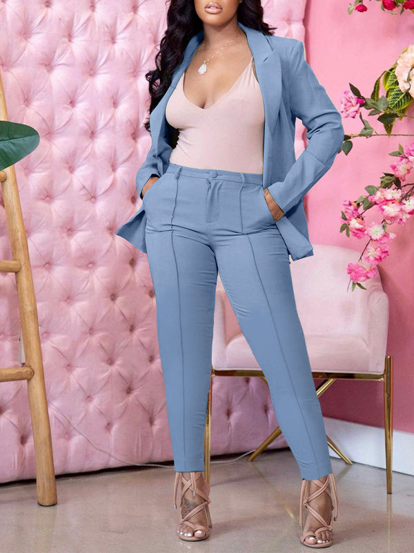 Solid Blazer &amp; Pants Set