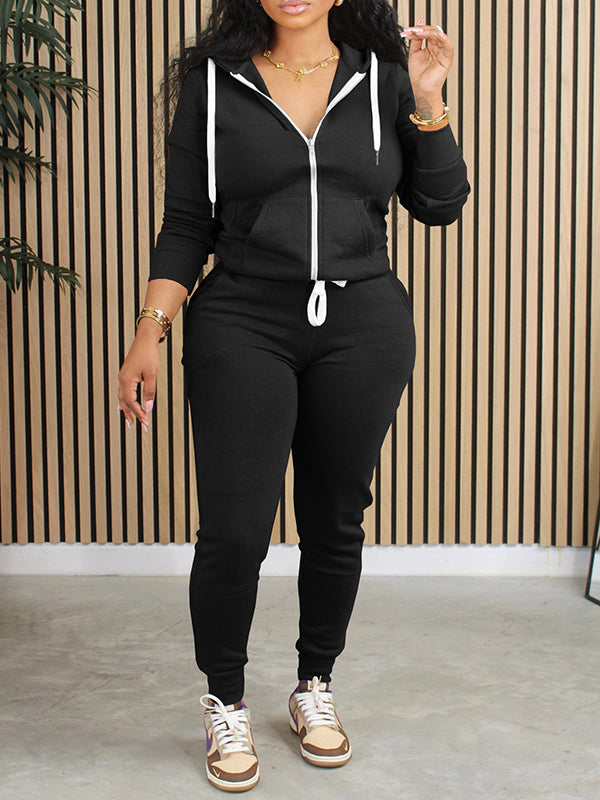 Zip-Front Hoodie & Jogger Pants Set