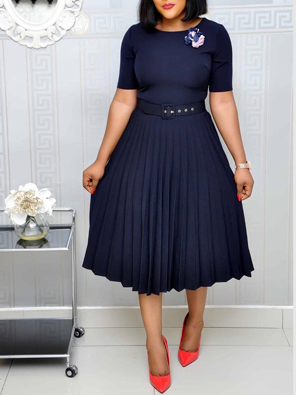 Belted Pleated Dress