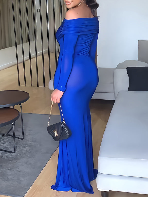 Off-Shoulder Slit Dress