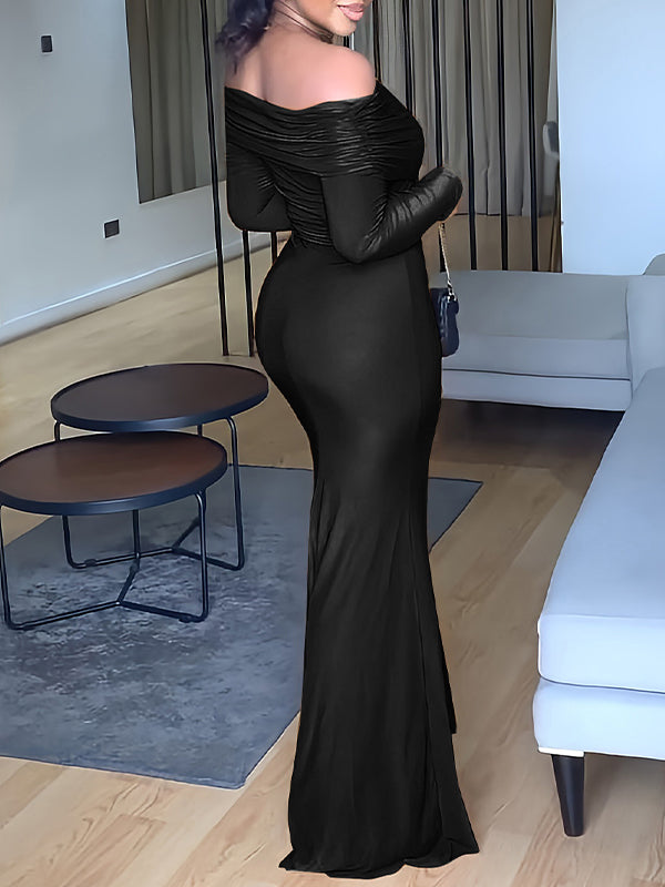 Off-Shoulder Slit Dress