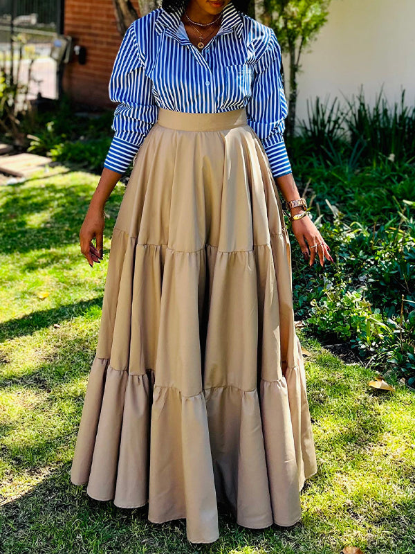 Stripe Shirt &amp; Ruffle Skirt Set