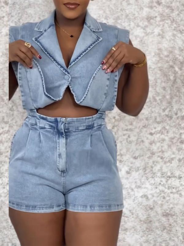 Sleeveless Denim Romper