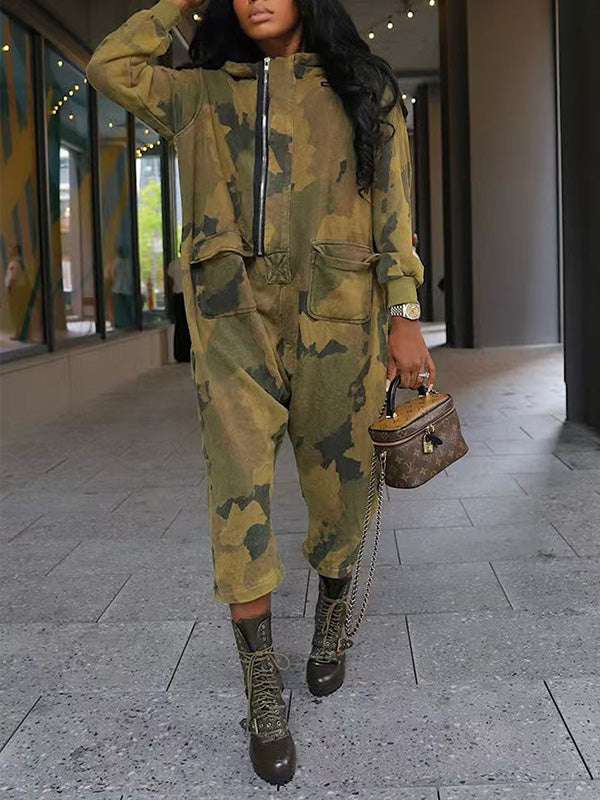 Zip-Front Camo Jumpsuit