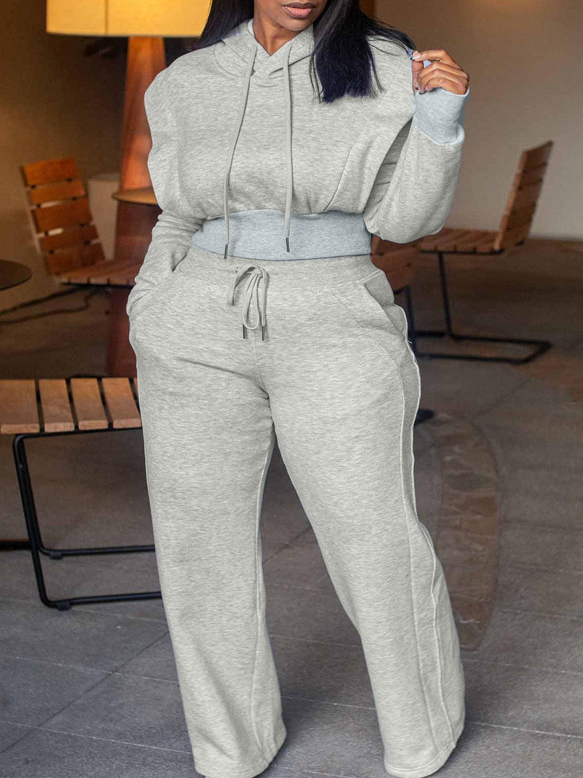 Solid Hoodie &amp; Pants Set