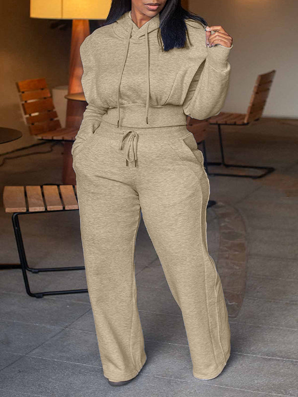 Solid Hoodie & Pants Set