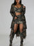 Camo Ripped Belted Trench