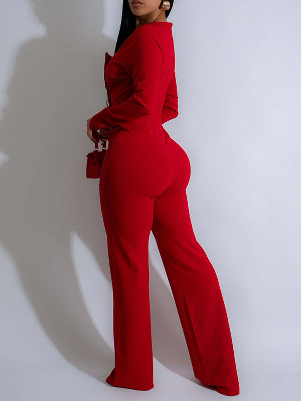 Solid Button Jumpsuit