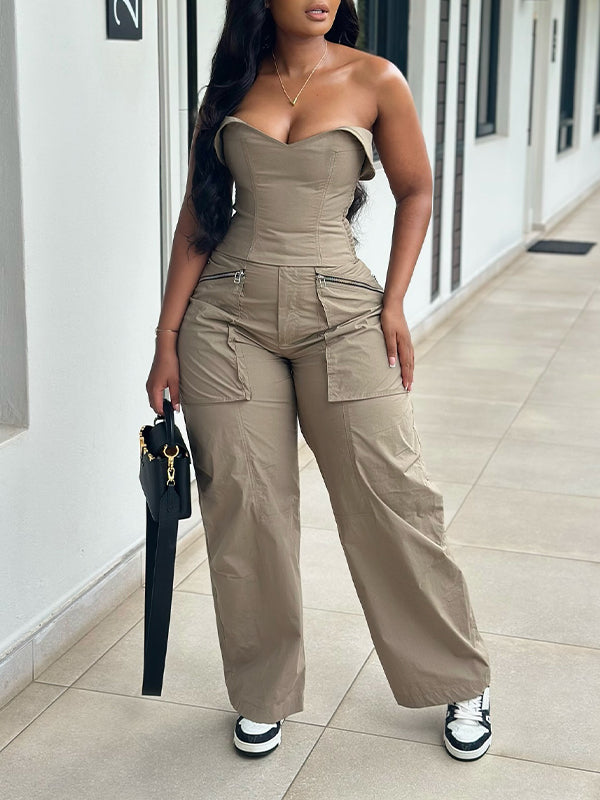 Strapless Cargo Jumpsuit