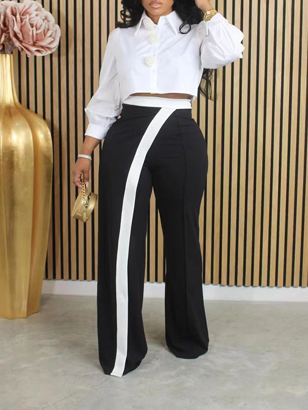 Contrast Flared Pants