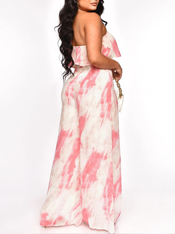 Printed Halter Top & Wide-Leg Pants Set