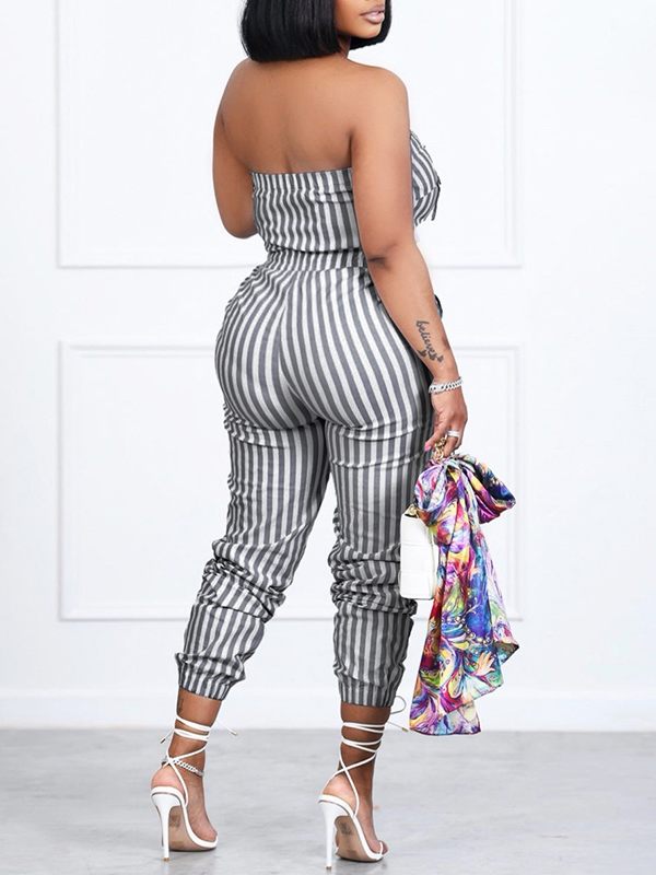 Stripe Strapless Jumpsuit