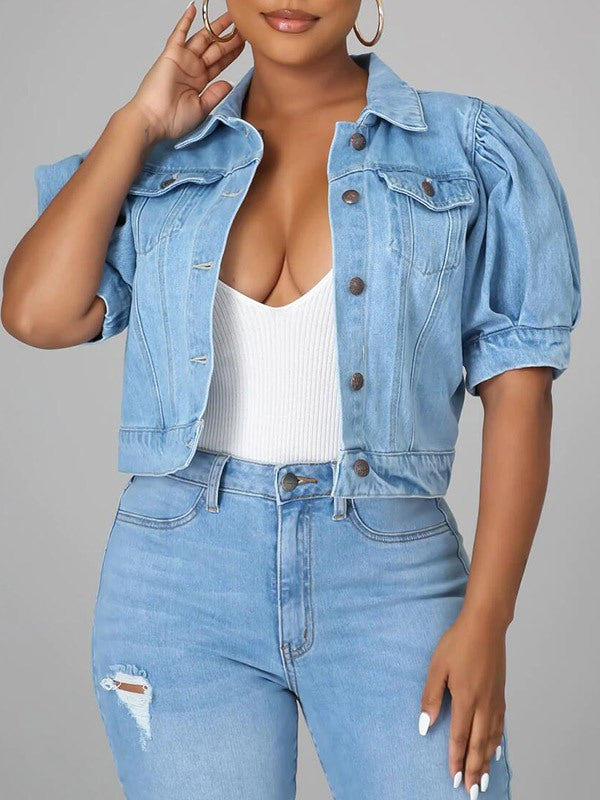 Puff Sleeve Denim Jacket