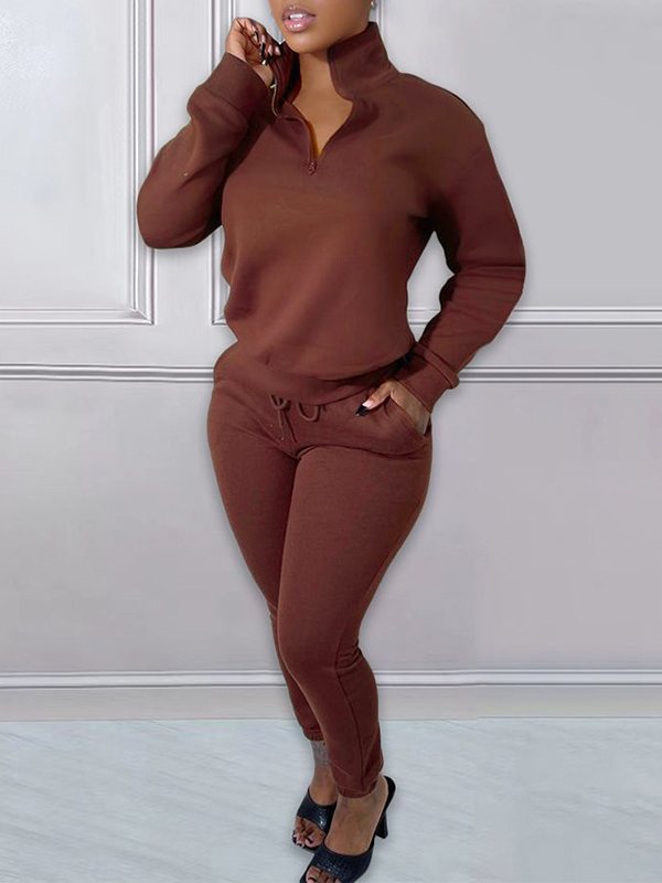 Zip-Front Sweatshirt & Jogger Pants Set