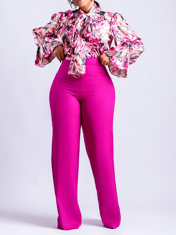 Floral Blouse &amp; Pants Set