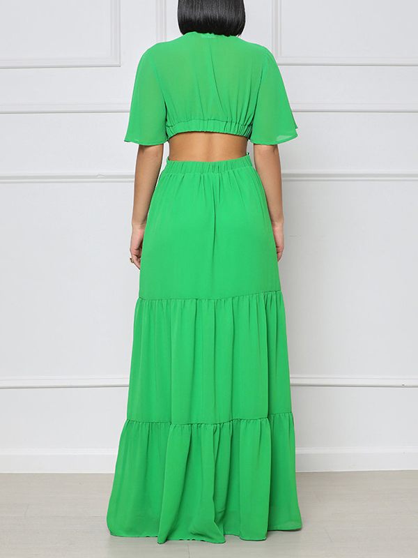 V-Neck Cutout Maxi Dress