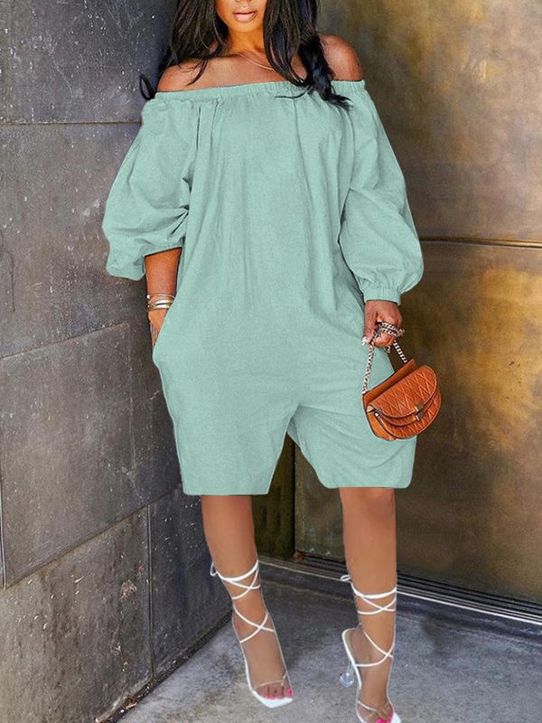 Solid Off-Shoulder Romper--Clearance