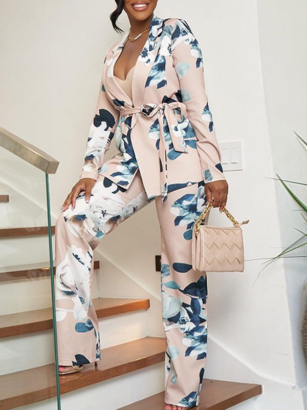 Printed Tied Blazer &amp; Pants Set