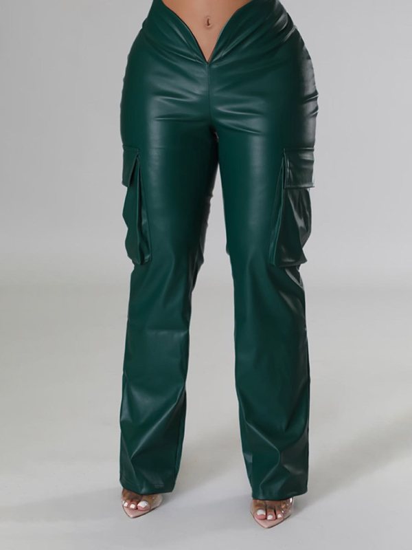 Faux Leather Cargo Pants