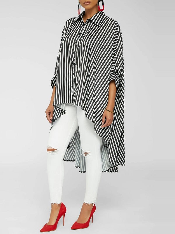 Stripe High-Low Shirt