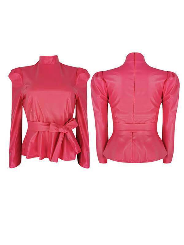 Faux Leather Peplum Top - clearance